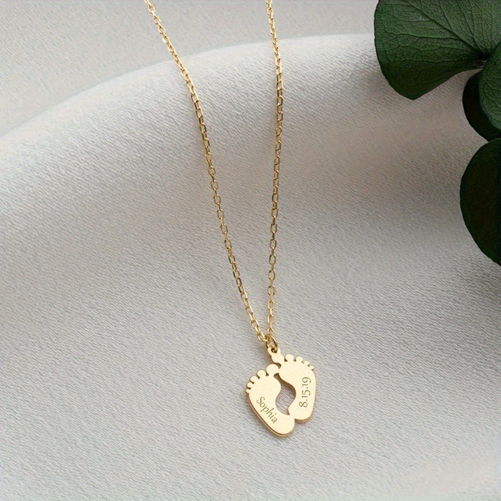 Personalized Family Footprint Pendant Necklace — Engravable